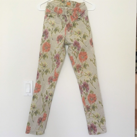 Anthropologie Jeans Mid-Rise Floral Pattern - Picture 1 of 3